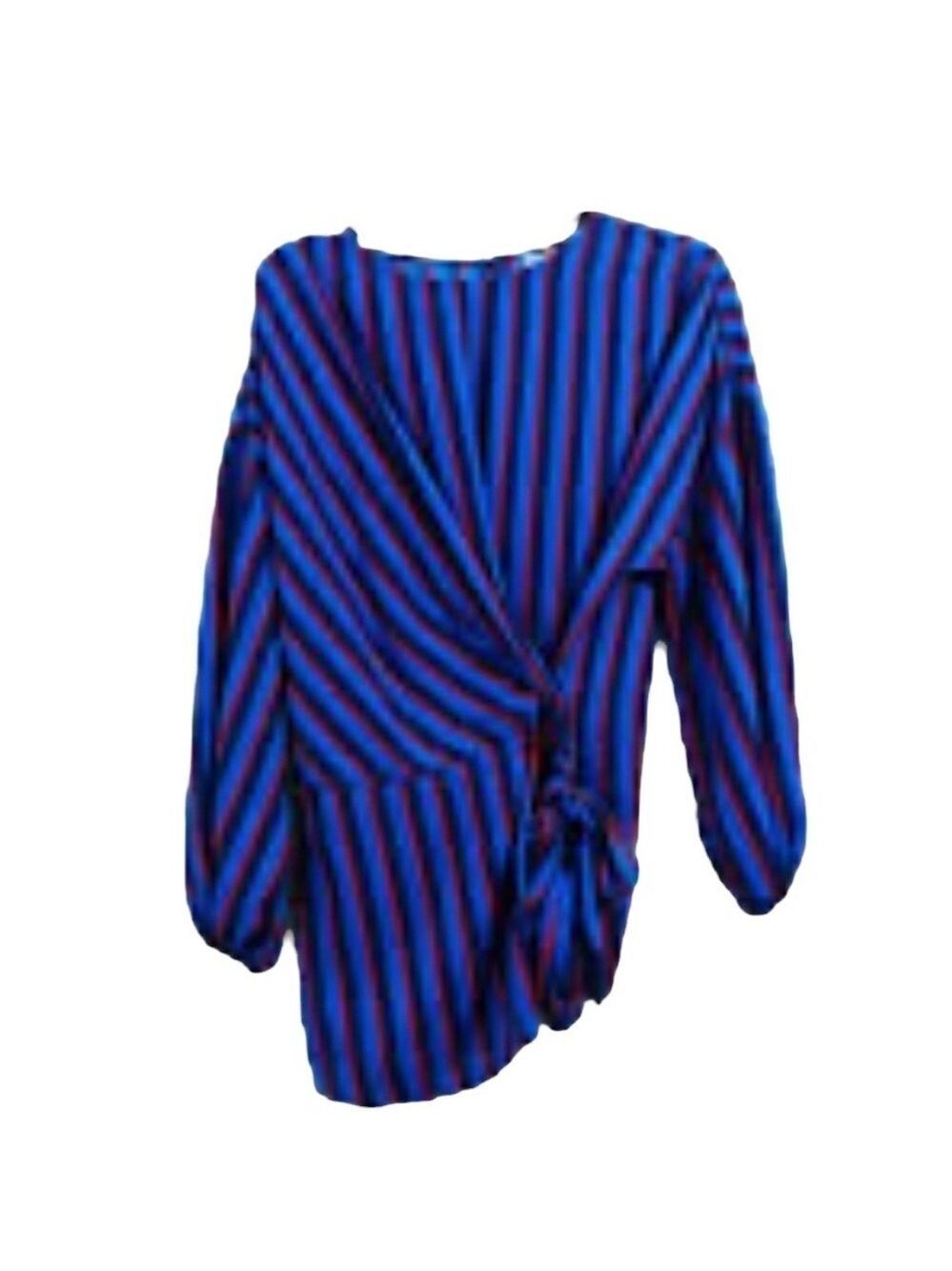 New York & Company Eva Mendes Striped Blouse Bow Tie Small
